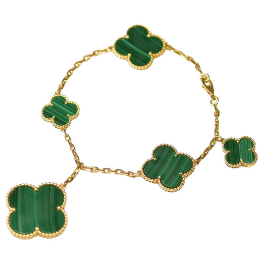 [Eternal Jewelry]MAGIC CLOVER MALACHITE GOLD BRACELET 5 MOTIFS