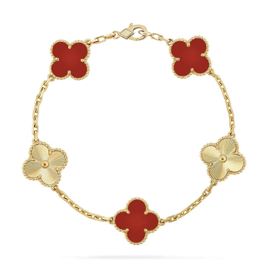 [Eternal Jewelry]CLOVER  5 MOTIFS CARNELIAN GOLD BRACELET